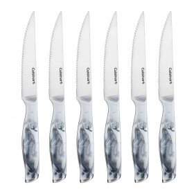 C77MB-6PSKW 6pc White Marble Steak Knife Set Cuisinart New