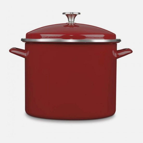 EOS126-28R Chef Classic Enamel on Steel Cookware 12 Quart Stockpot with Cover Cuisinart New