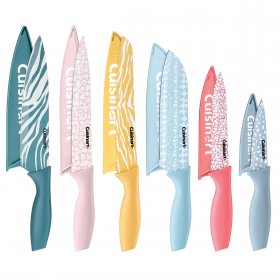 C77SS-11P 12pc Animal Print Color Knife Set with Blade Guards Cuisinart New