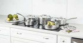 HTP-9 Hammered Collection Tri-Ply Stainless 9 Piece Set Cuisinart New