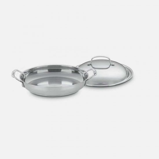 725-30D Chef\'s Classic? Stainless 12\" Everyday Pan with Medium Dome Cover Cuisinart New