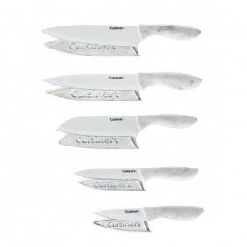 C55-10PWM 10 Piece Ceramic Coated Knife Set - Faux Marble Cuisinart New