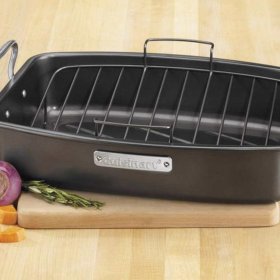 ASR-1713V Roasting And Lasagna Pans 17" x 13" Nonstick Roaster with V-Rack Cuisinart New