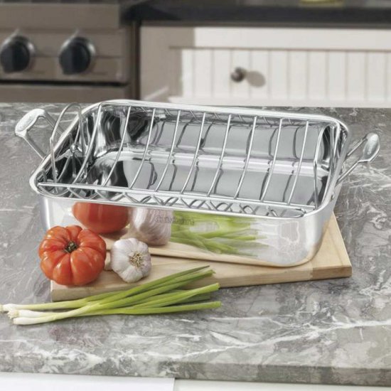 7117-16UR Chef\'s Classic? Stainless 16\"\" Roasting Pan with Rack Cuisinart New