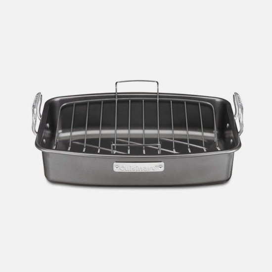 ASR-1713V Roasting And Lasagna Pans 17\" x 13\" Nonstick Roaster with V-Rack Cuisinart New