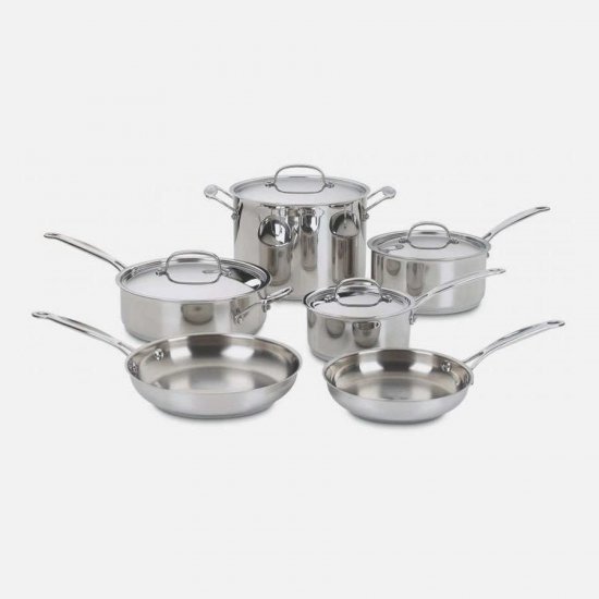 77-10 Chef\'s Classic? Stainless 10 Piece Set Cuisinart New