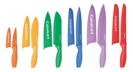 C55-01-12PCKS 12 Piece Nonstick Color Knife Set with Blade Guards Cuisinart New