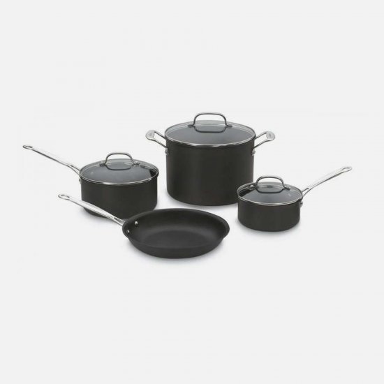 66-7 Chef\'s Classic? Nonstick Hard Anodized 7 Piece Set Cuisinart New