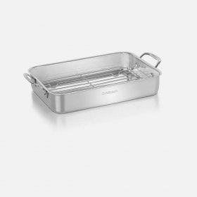 7117-14RR 14" Lasagna Pan with Stainless Roasting Rack Cuisinart New