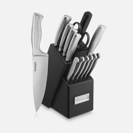 C77SS-15PK Stainless Steel Hollow Handle 15 Piece Block Set Cuisinart New