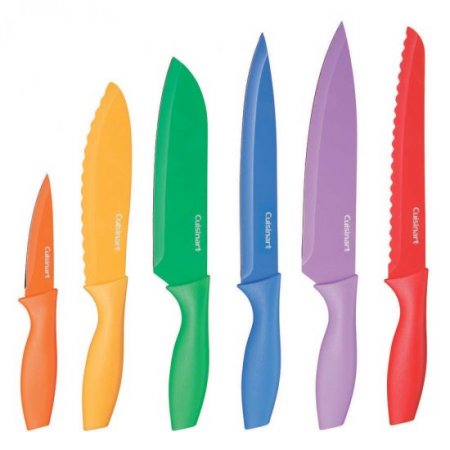 C55-01-12PCKS 12 Piece Nonstick Color Knife Set with Blade Guards Cuisinart New