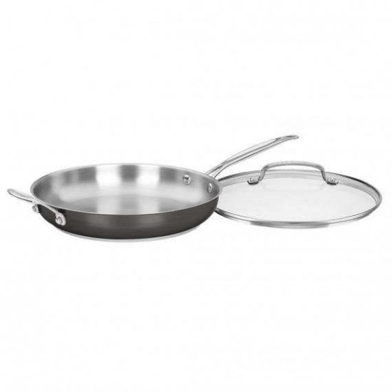 BSC722-30H 12\" Skillet with Helper Handle & Cover Cuisinart New