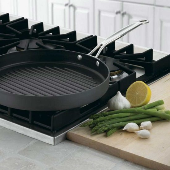 630-30 Chef\'s Classic? Nonstick Hard Anodized 12\"\" Round Grill Pan Cuisinart New