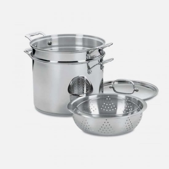 77-412 Chef\'s Classic? Stainless 12 Quart Pasta/Steamer 4 Piece Set Cuisinart New