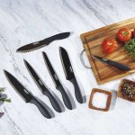 C77-12PMB 12 Piece Soft Grip Black Metallic Coated Knife Set with Blade Guards Cuisinart New