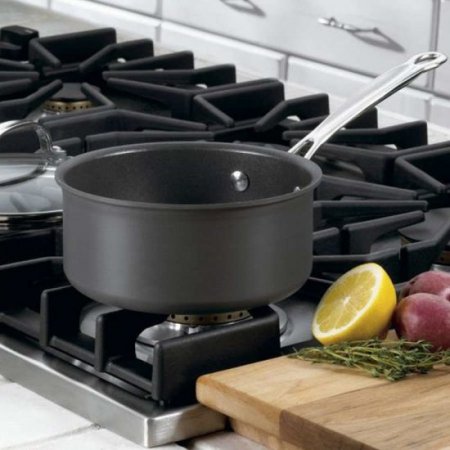 619-16 Chef's Classic? Nonstick Hard Anodized 1.5 Quart Saucepan with Cover Cuisinart New