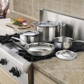 MCP-7N MultiClad Pro Triple Ply Stainless Cookware 7 Piece Set Cuisinart New