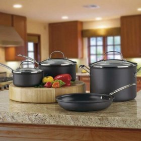 66-7 Chef's Classic? Nonstick Hard Anodized 7 Piece Set Cuisinart New