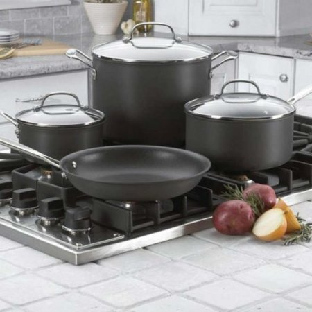 66-7 Chef's Classic? Nonstick Hard Anodized 7 Piece Set Cuisinart New