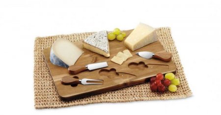 C77CB-4PCHS Acacia 4pc Cheese Board Classic Cuisinart New