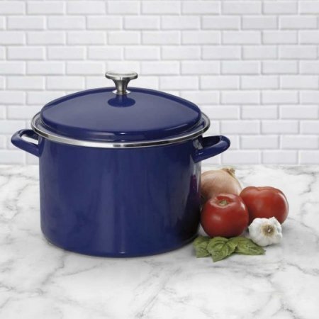 EOS-106-28CBL Chef Classic Enamel on Steel Cookware 10 Quart Stockpot with Cover Cuisinart New