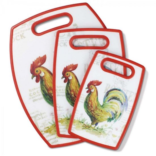 CCB-3PCROS 3 Piece Cutting Board Rooster Set Cuisinart New