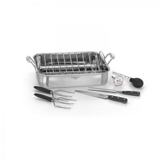 7117-16PS Chef\'s Classic? Stainless 16\"\" Roaster Pan with Removable Rack Option 2 Cuisinart New