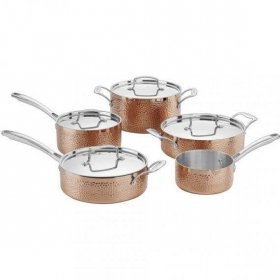 HCTP-9 Hammered Collection Copper Tri-Ply Stainless 9 Piece Set Cuisinart New
